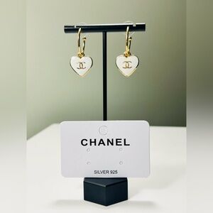 Gold Plated Sterling Silver Gold and White Reversible Heart Fashion Earrings